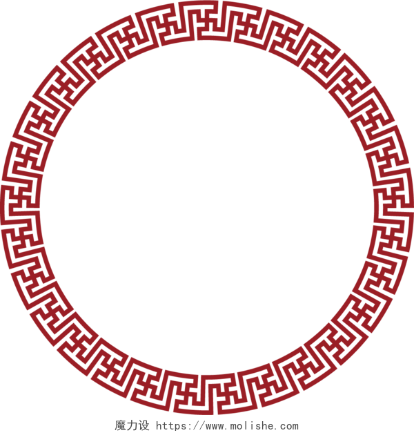 红色圆环  新年回形纹花纹  古风圆形框png  春节png素材  回纹圆  古风套图